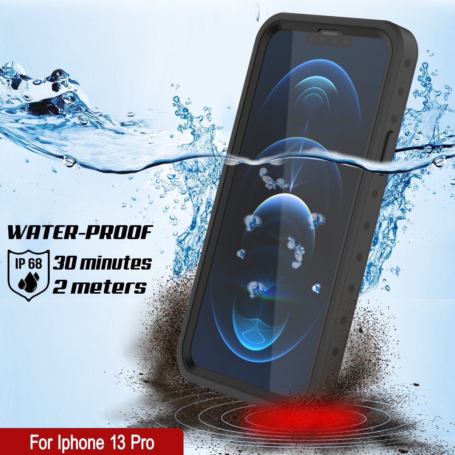 Capa à Prova d'Água IP68 para iPhone 13 Pro, Punkcase [Transparente] [Série StudStar] [Apto] [Prova de Sujeira]