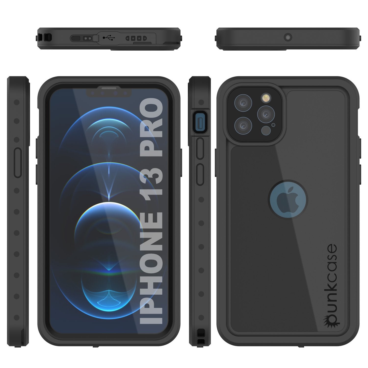 Capa à prova d'água IP68 para iPhone 13 Pro, Punkcase [Preto] [Série StudStar] [Ajuste fino]