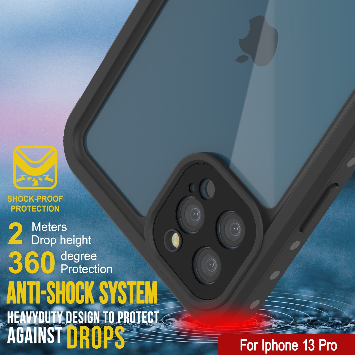 Capa à Prova d'Água IP68 para iPhone 13 Pro, Punkcase [Transparente] [Série StudStar] [Apto] [Prova de Sujeira]