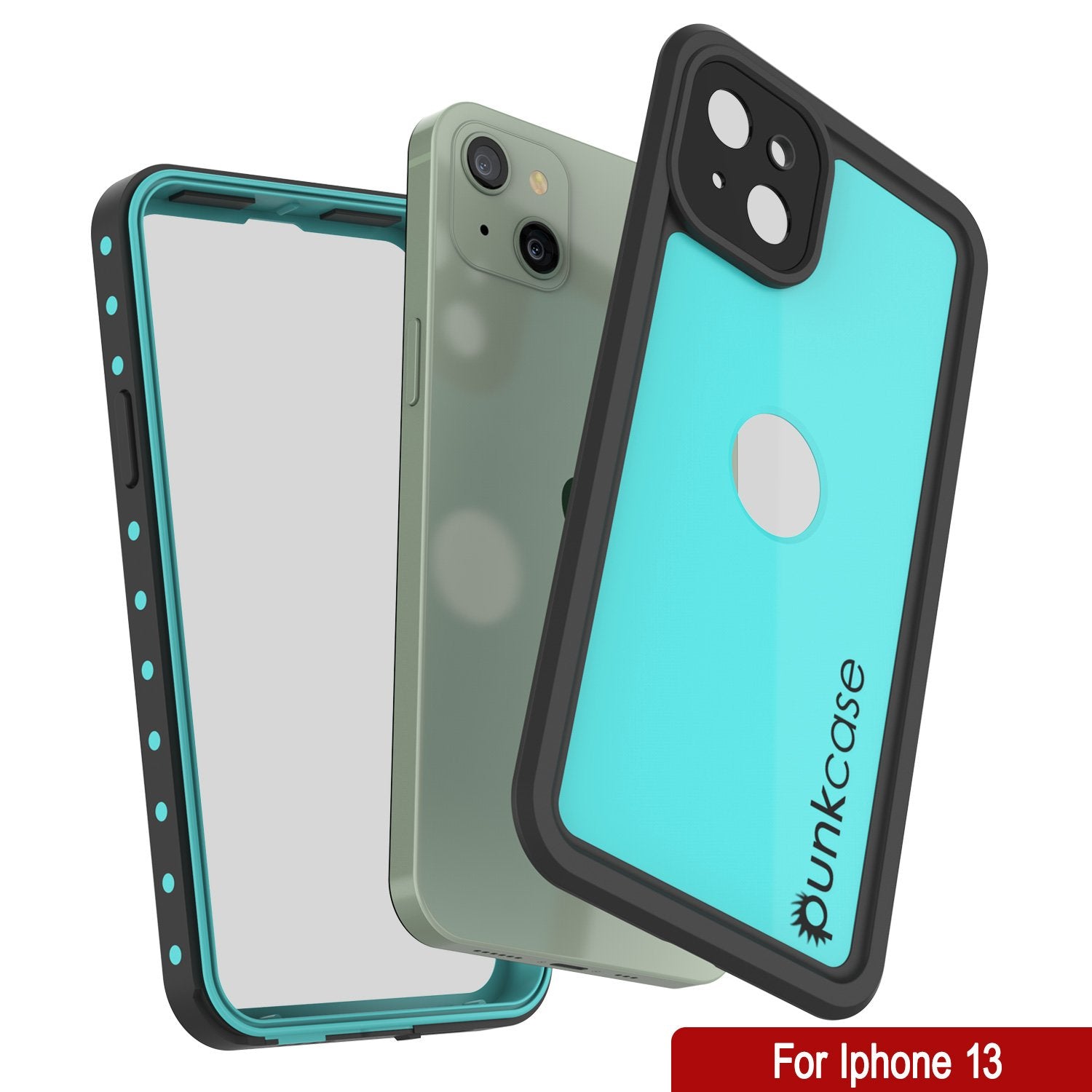 Capa à prova d'água IP68 para iPhone 13, Punkcase [Teal] [Série StudStar] [Modelo Slim Fit]