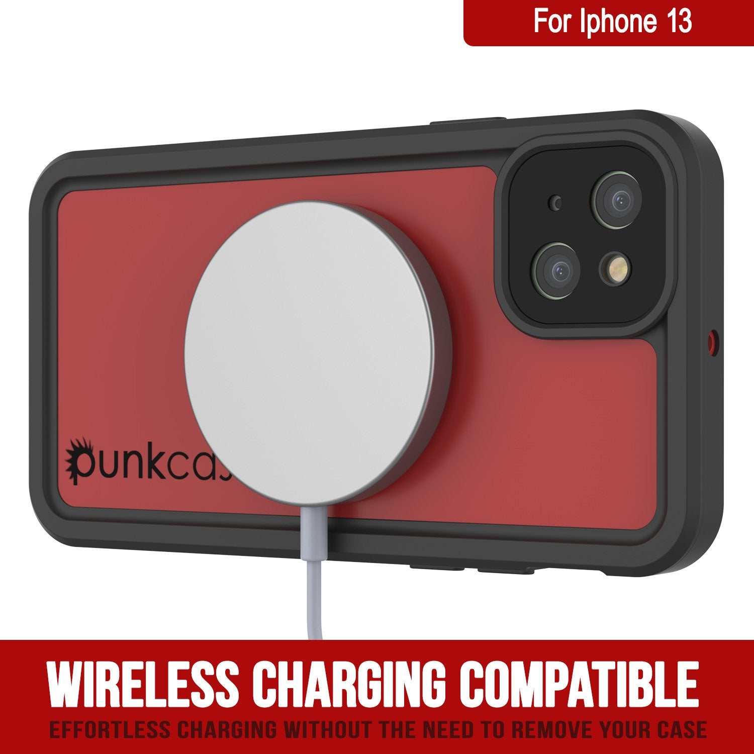 Capa à Prova d'Água IP68 para iPhone 13, Punkcase [Vermelho] [Série StudStar] [Slim Fit]