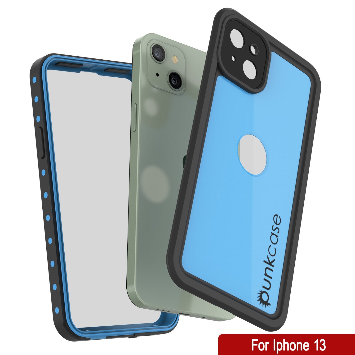 Capa à prova d'água IP68 para iPhone 13, Punkcase [Azul claro] [Série StudStar] [Ajuste fino] [Prova de sujeira]