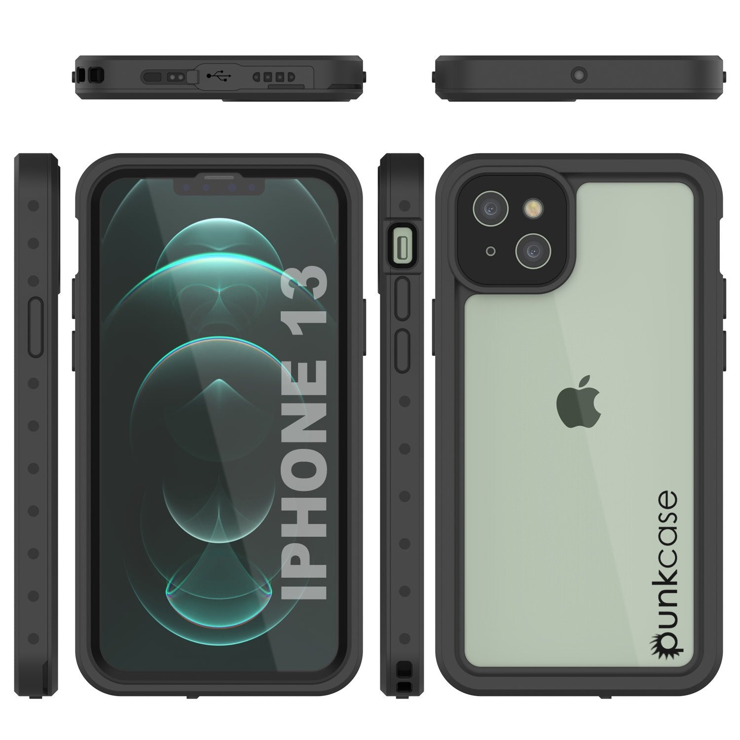 Capa iPhone 13 à prova d'água IP68, Punkcase [Transparente] [Série StudStar] [Ajuste Slim] [À prova de sujeira]