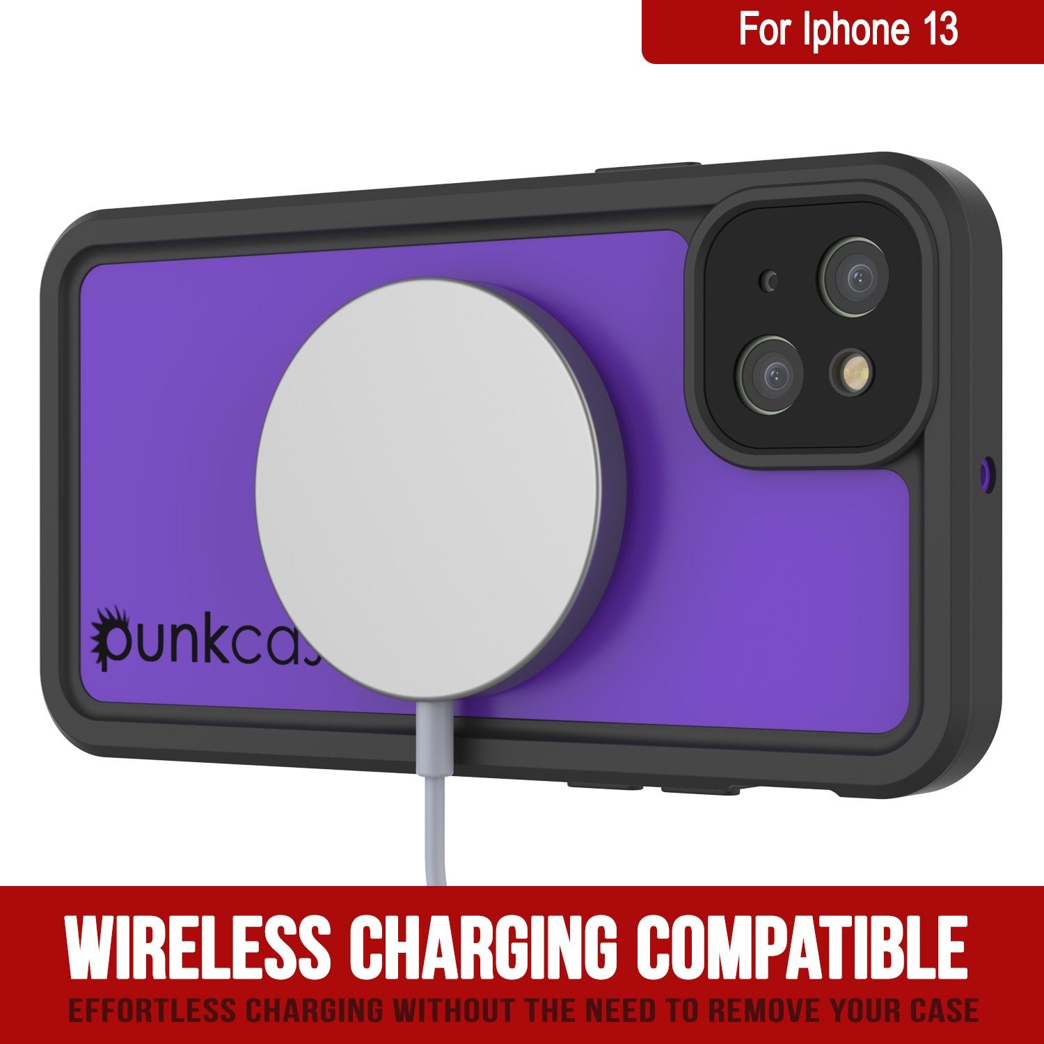 Capa à prova d'água IP68 para iPhone 13, Punkcase [Roxo] [Série StudStar] [Ajuste Slim] [À prova de sujeira]