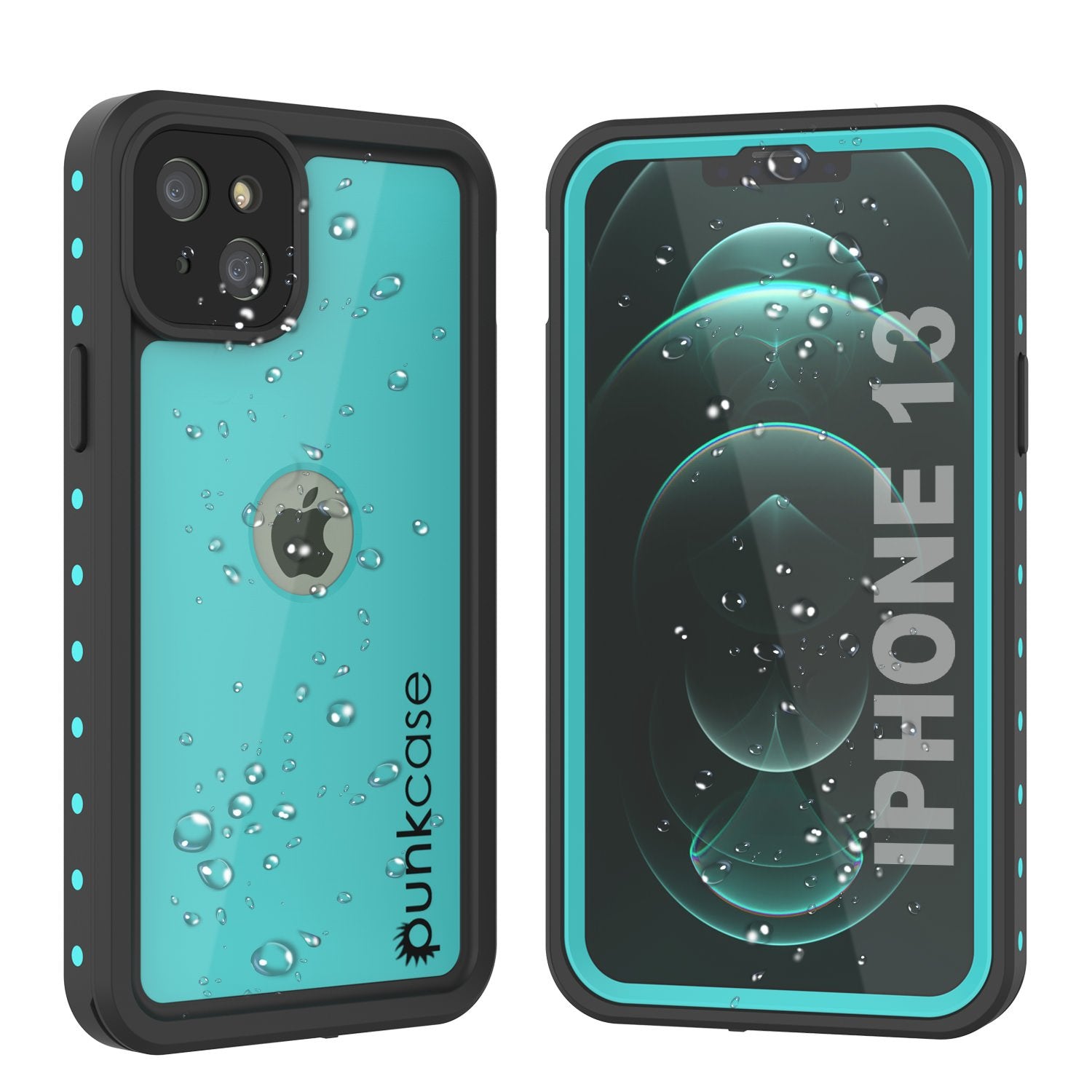 Capa à prova d'água IP68 para iPhone 13, Punkcase [Teal] [Série StudStar] [Modelo Slim Fit]
