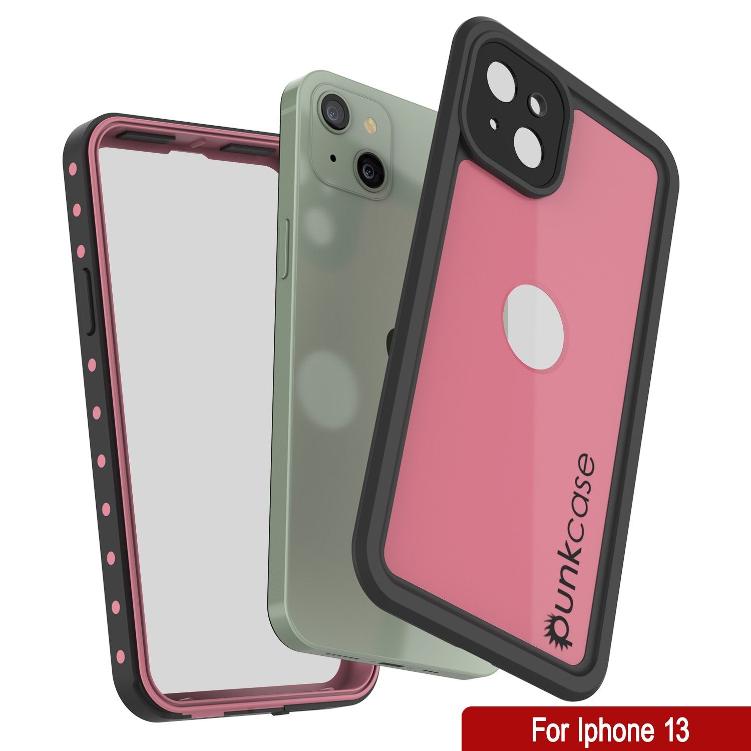 Capa iPhone 13 à Prova d'Água IP68, Punkcase [Cor-de-Rosa] [Série StudStar] [Ajuste Slim] [À Prova de Sujeira]