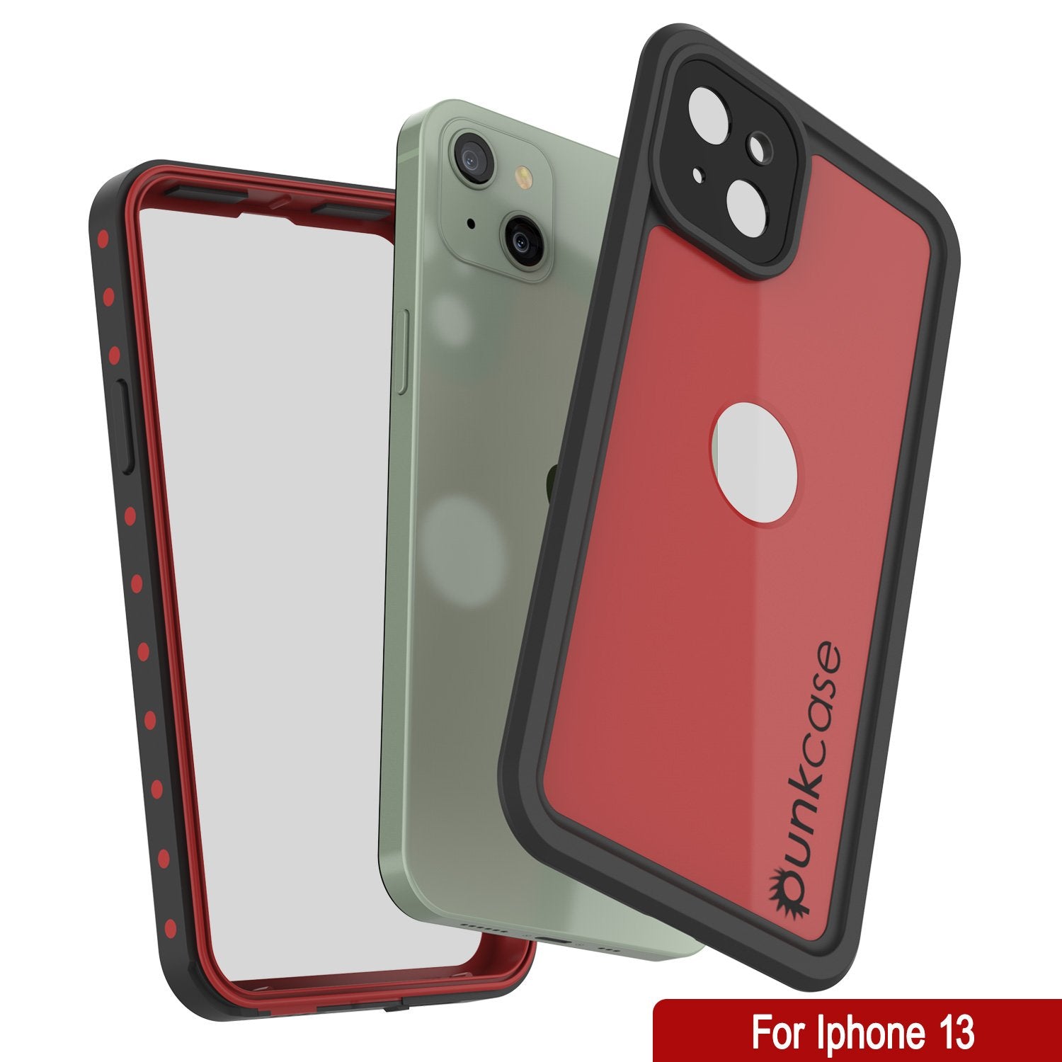 Capa à Prova d'Água IP68 para iPhone 13, Punkcase [Vermelho] [Série StudStar] [Slim Fit]