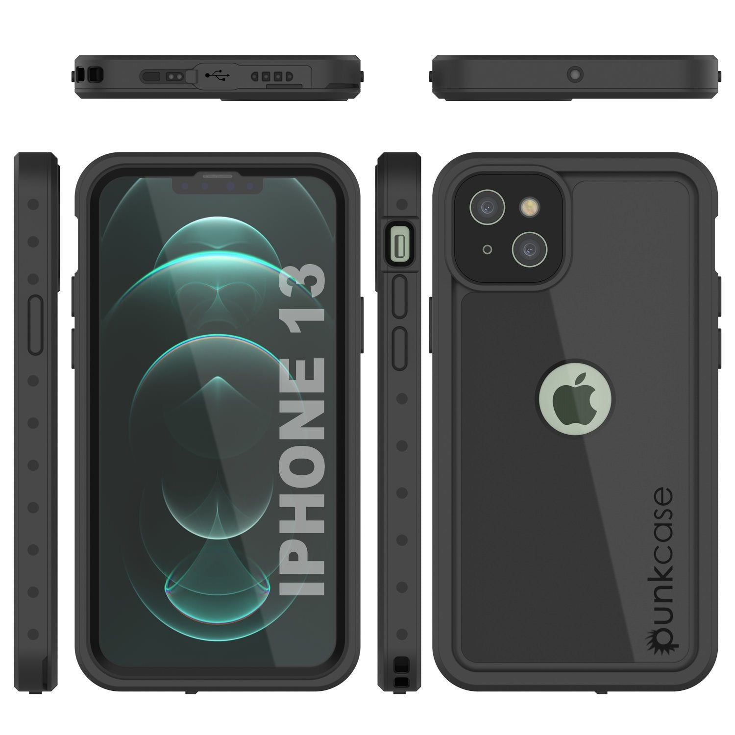 Capa à prova d'água IP68 para iPhone 13, Punkcase [Preto] [Série StudStar] [Ajuste Slim]