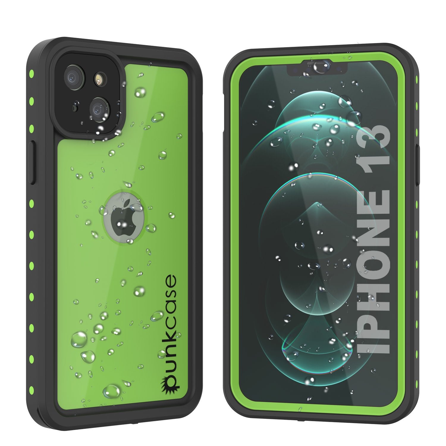 Capa à prova d'água IP68 para iPhone 13, Punkcase [Verde claro] [Série StudStar] [Ajuste Slim] [À prova de sujeira]