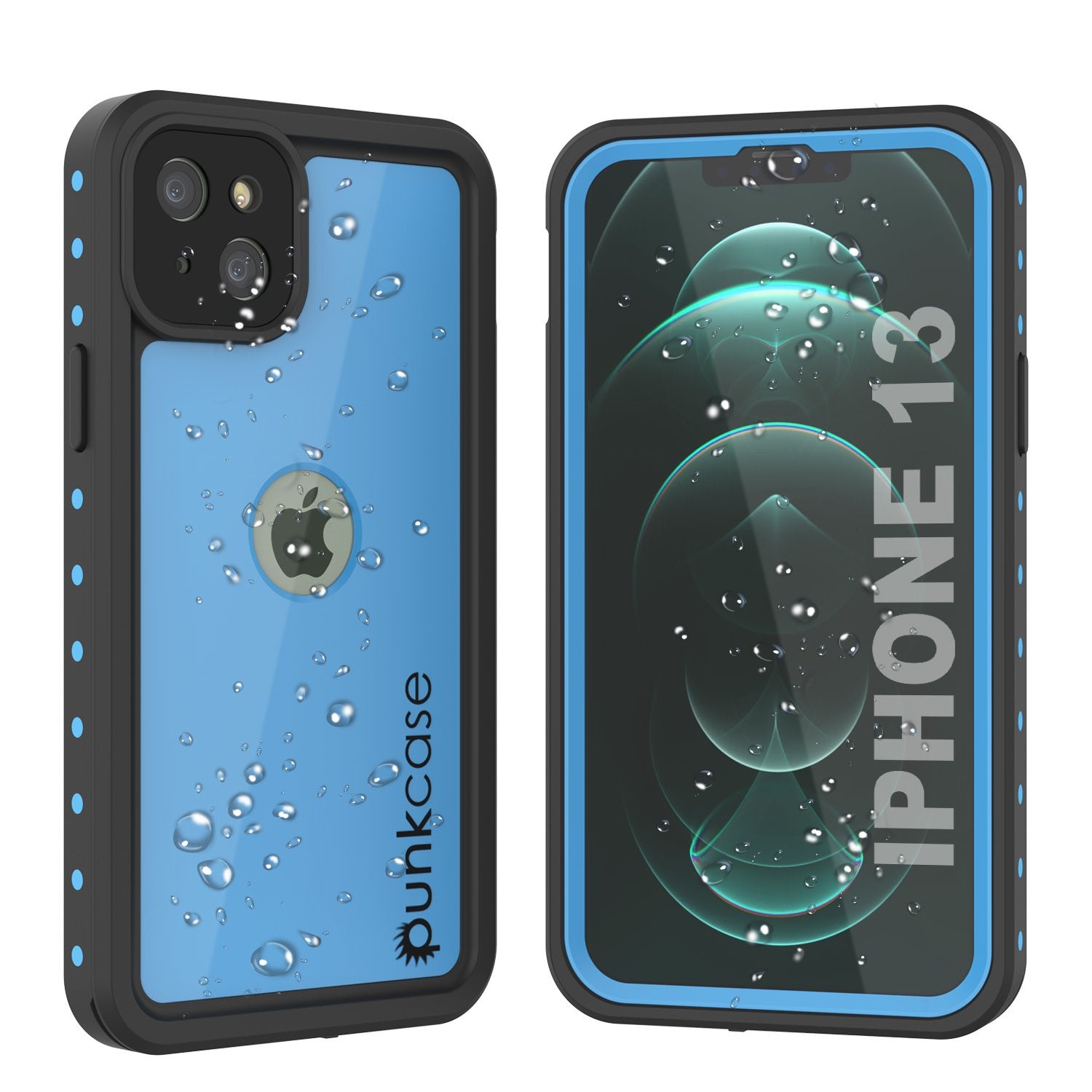 Capa à prova d'água IP68 para iPhone 13, Punkcase [Azul claro] [Série StudStar] [Ajuste fino] [Prova de sujeira]