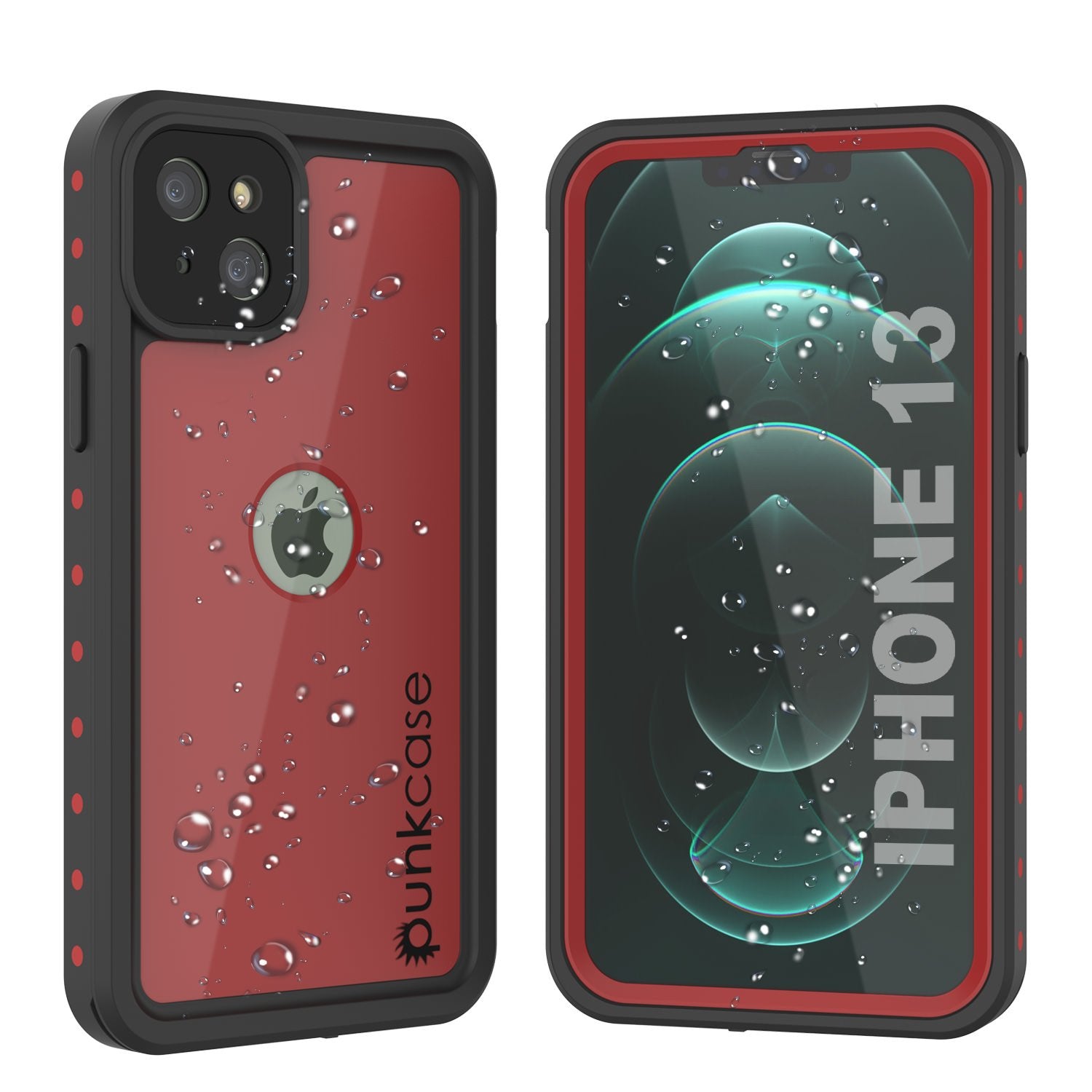 Capa à Prova d'Água IP68 para iPhone 13, Punkcase [Vermelho] [Série StudStar] [Slim Fit]