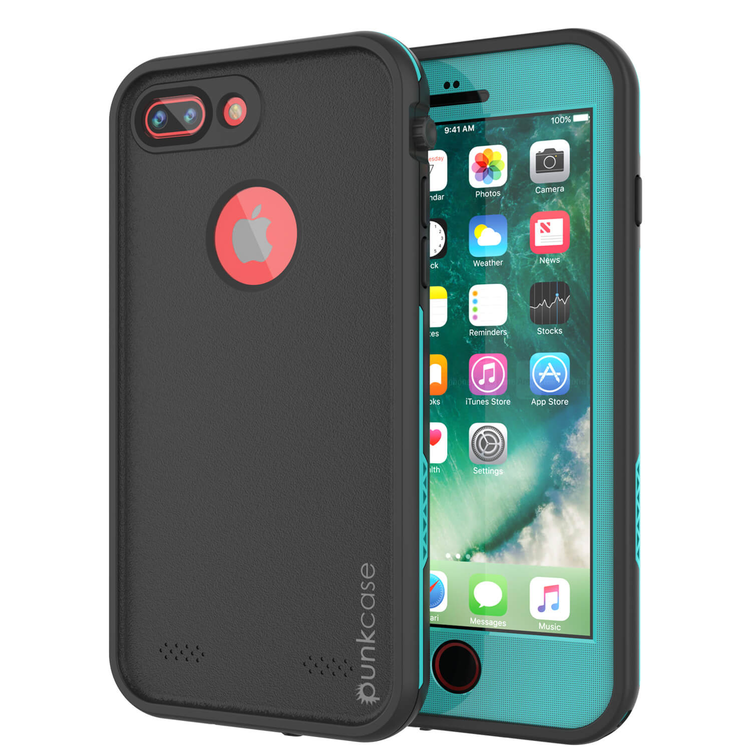 Capa à prova d'água para iPhone 8+ Plus, série Punkcase SpikeStar Teal | Ajuste fino 6.6ft subaquático IP68