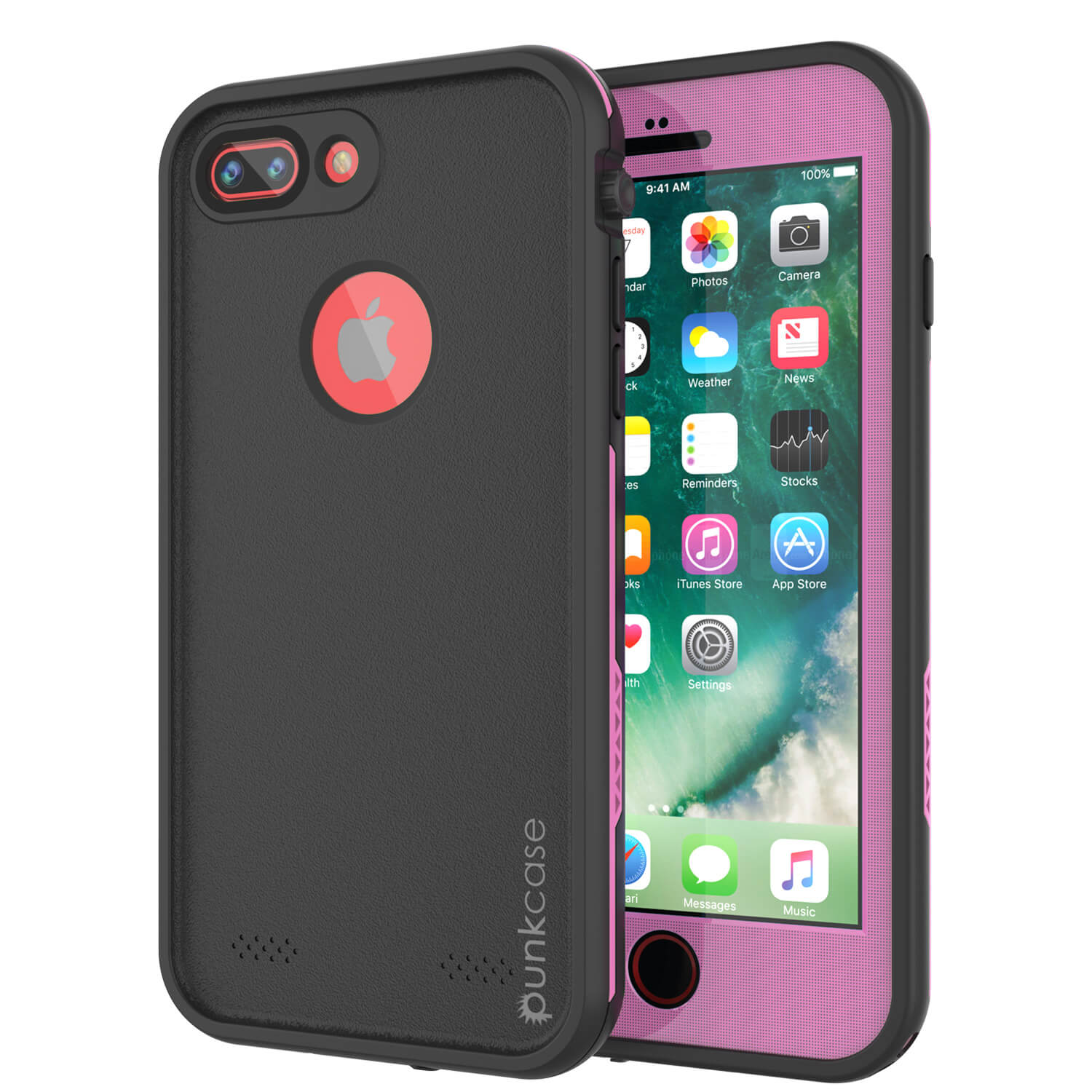 Capa à prova d'água iPhone 8+ Plus, Série Pink Punkcase SpikeStar | Ajuste fino de 6,6 pés subaquáticos IP68