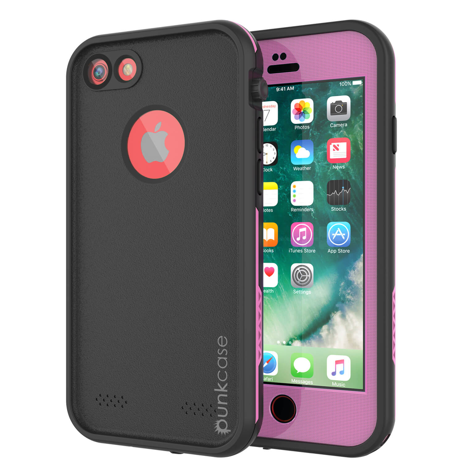 Capa à prova d'água para iPhone 8, série Punkcase SpikeStar Pink | Ajuste fino para 6,6 pés debaixo d'água IP68.
