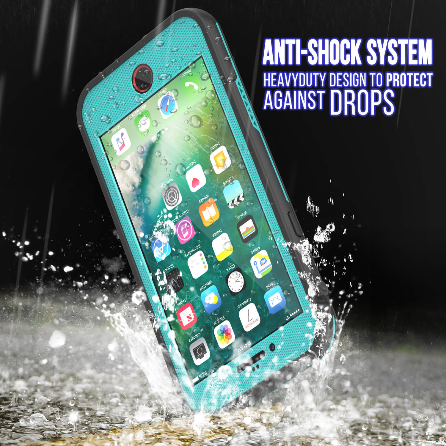 Capa à Prova d'Água para iPhone 8, Série Punkcase SpikeStar Teal | Encaixe Fino 6.6ft Submersível IP68