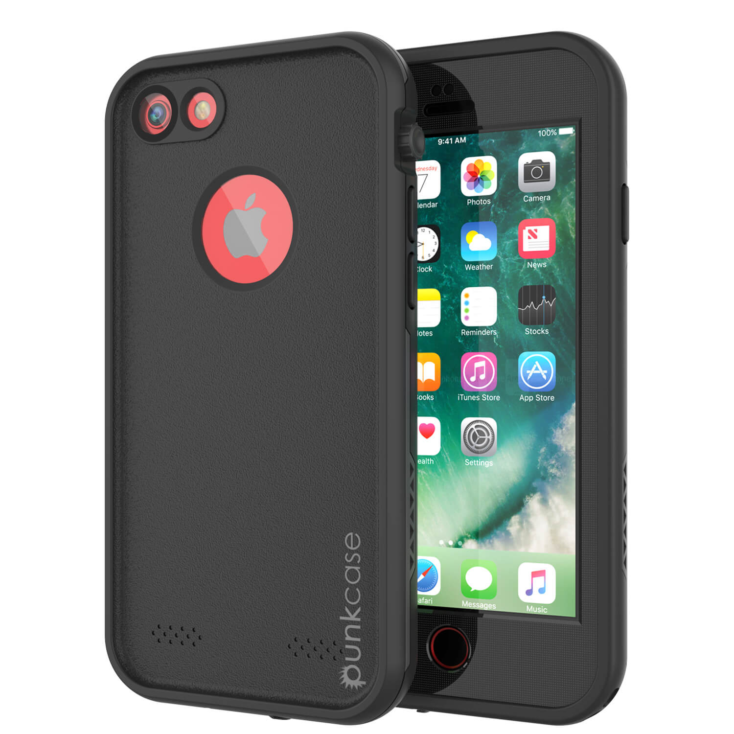 Capa à prova d'água para iPhone 8, série preta Punkcase SpikeStar | Ajuste fino 6,6 pés subaquático IP68