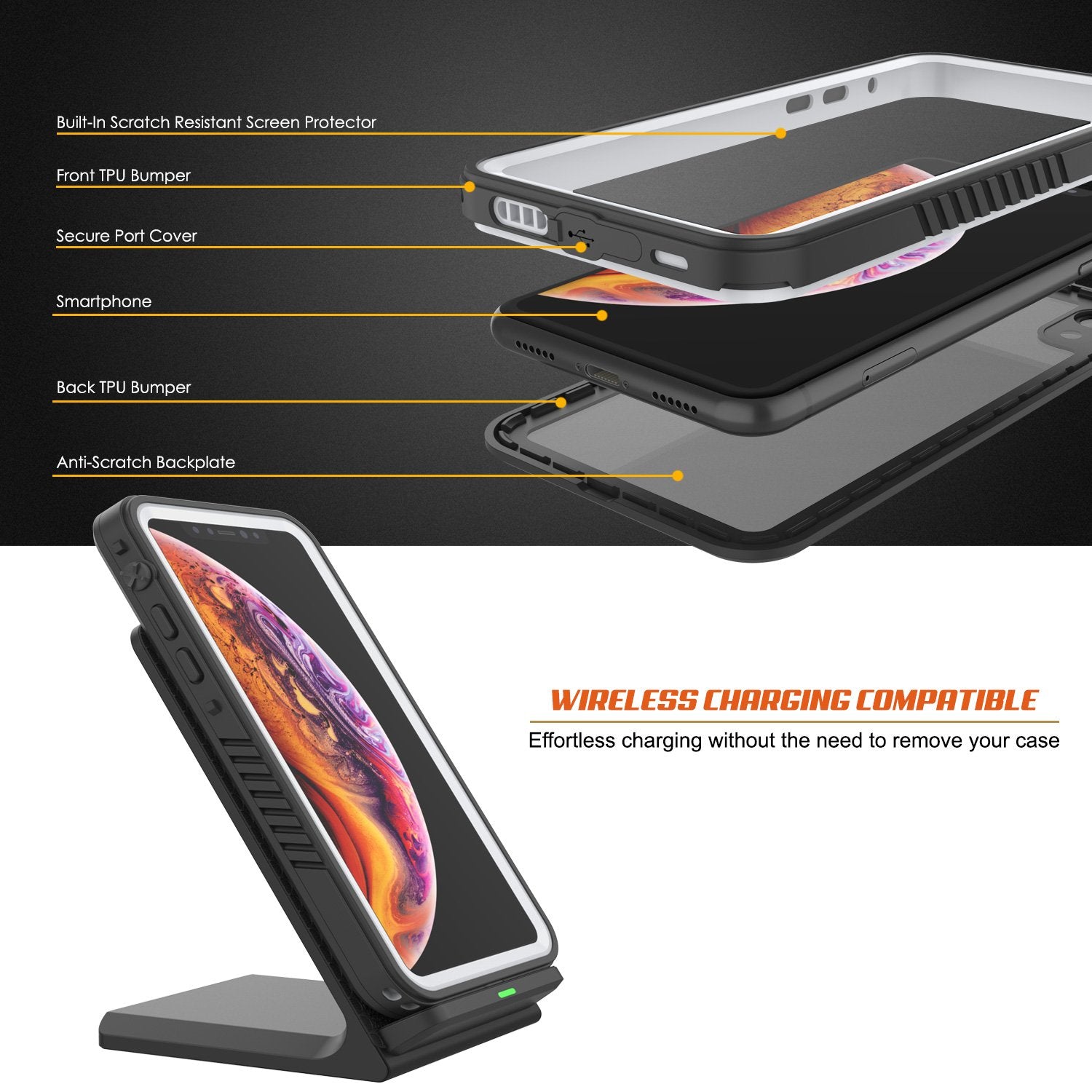Capa à prova d'água para iPhone XR, Punkcase [Série Extreme] Tampa de Armadura com Protetor de Tela Integrado [Branco]