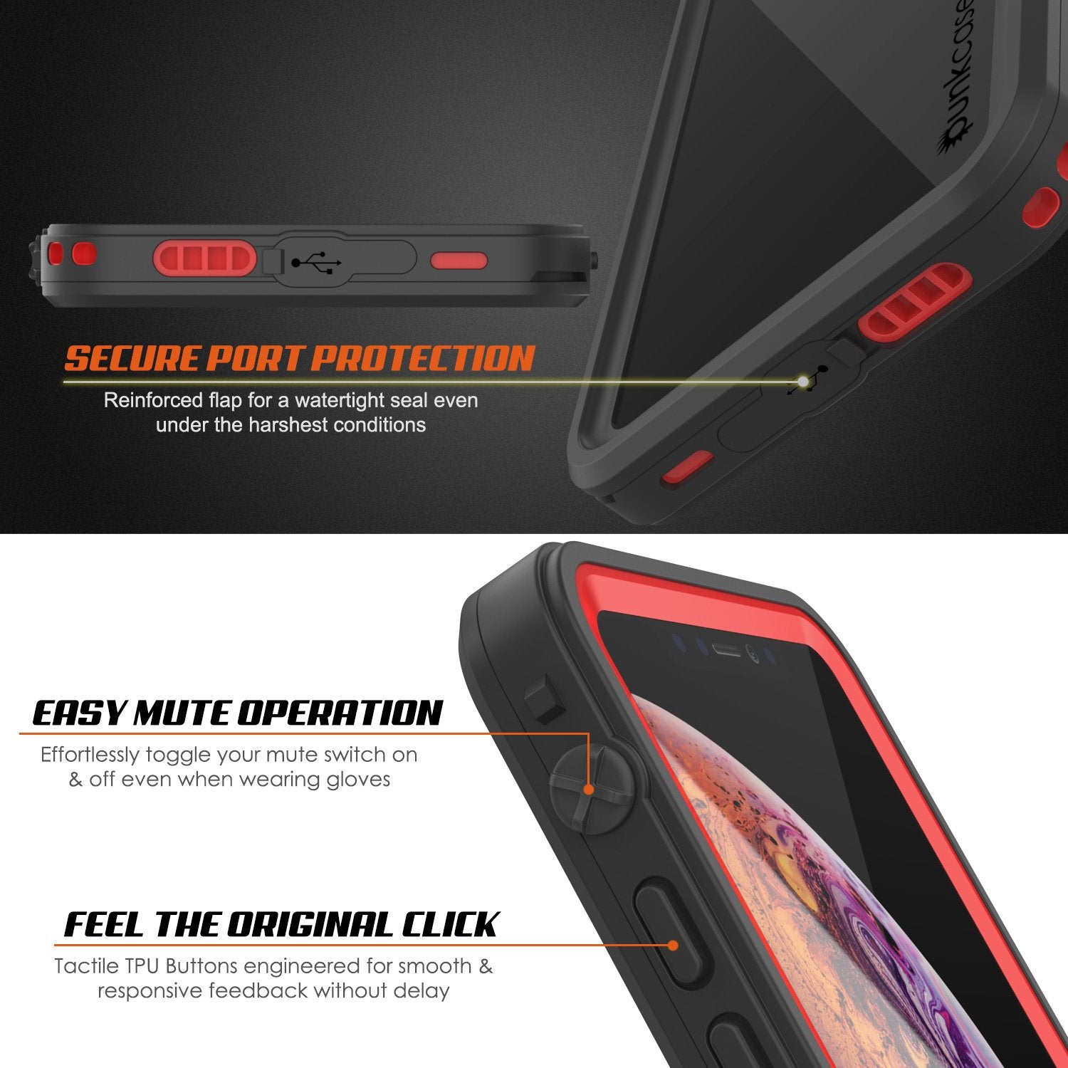 Capa à prova d'água para iPhone XR, Punkcase [Série Extrema] Cobertura de Armadura com Protetor de Tela Integrado [Vermelho]