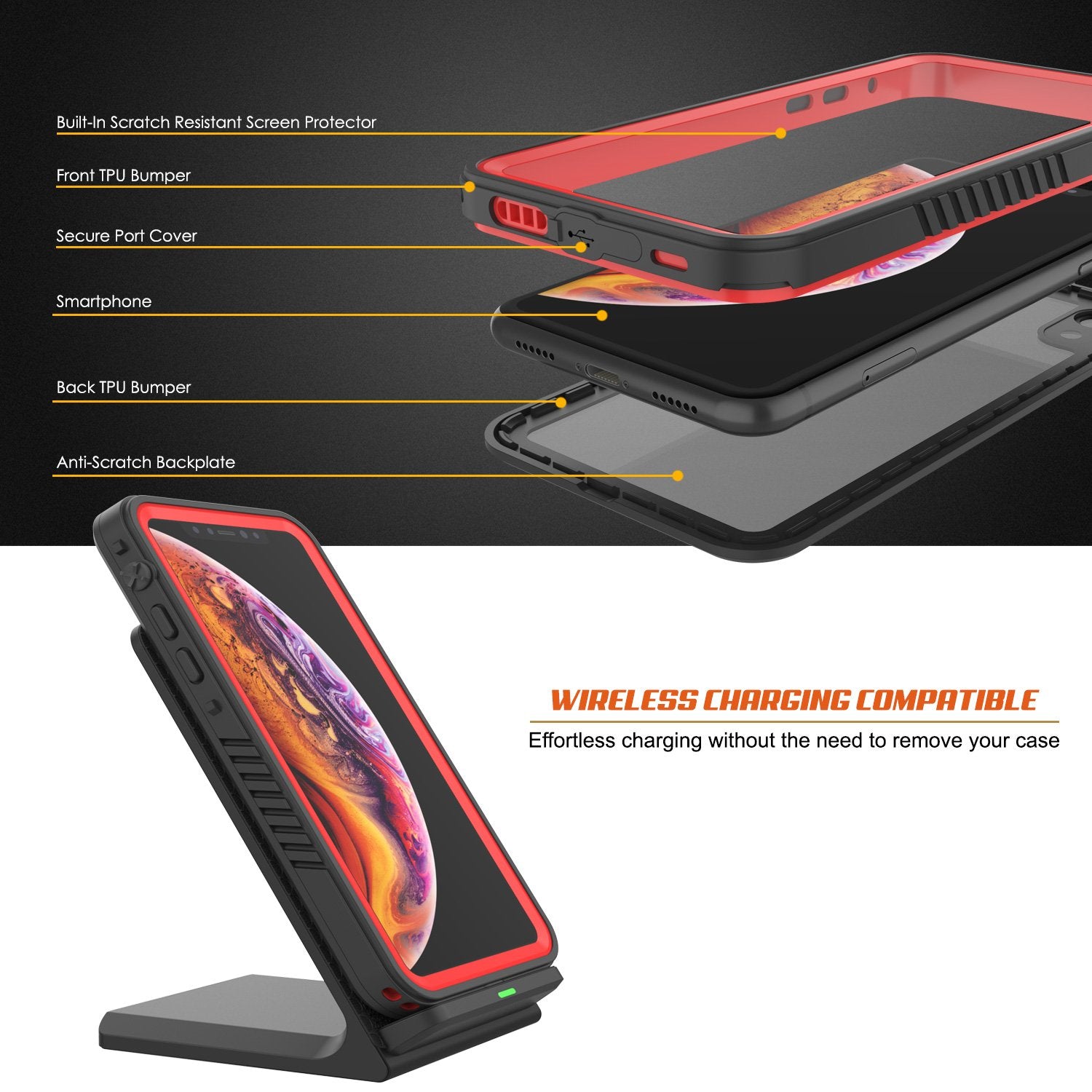 Capa à prova d'água para iPhone XR, Punkcase [Série Extrema] Cobertura de Armadura com Protetor de Tela Integrado [Vermelho]