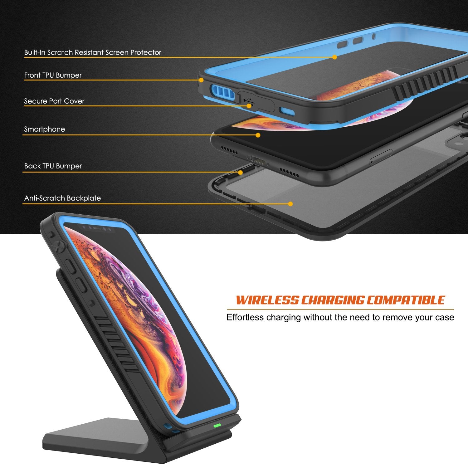 Capa à prova d'água para iPhone XR, Punkcase [Série Extrema] Cobertura de Armadura com Protetor de Tela Incorporado [Azul Claro]