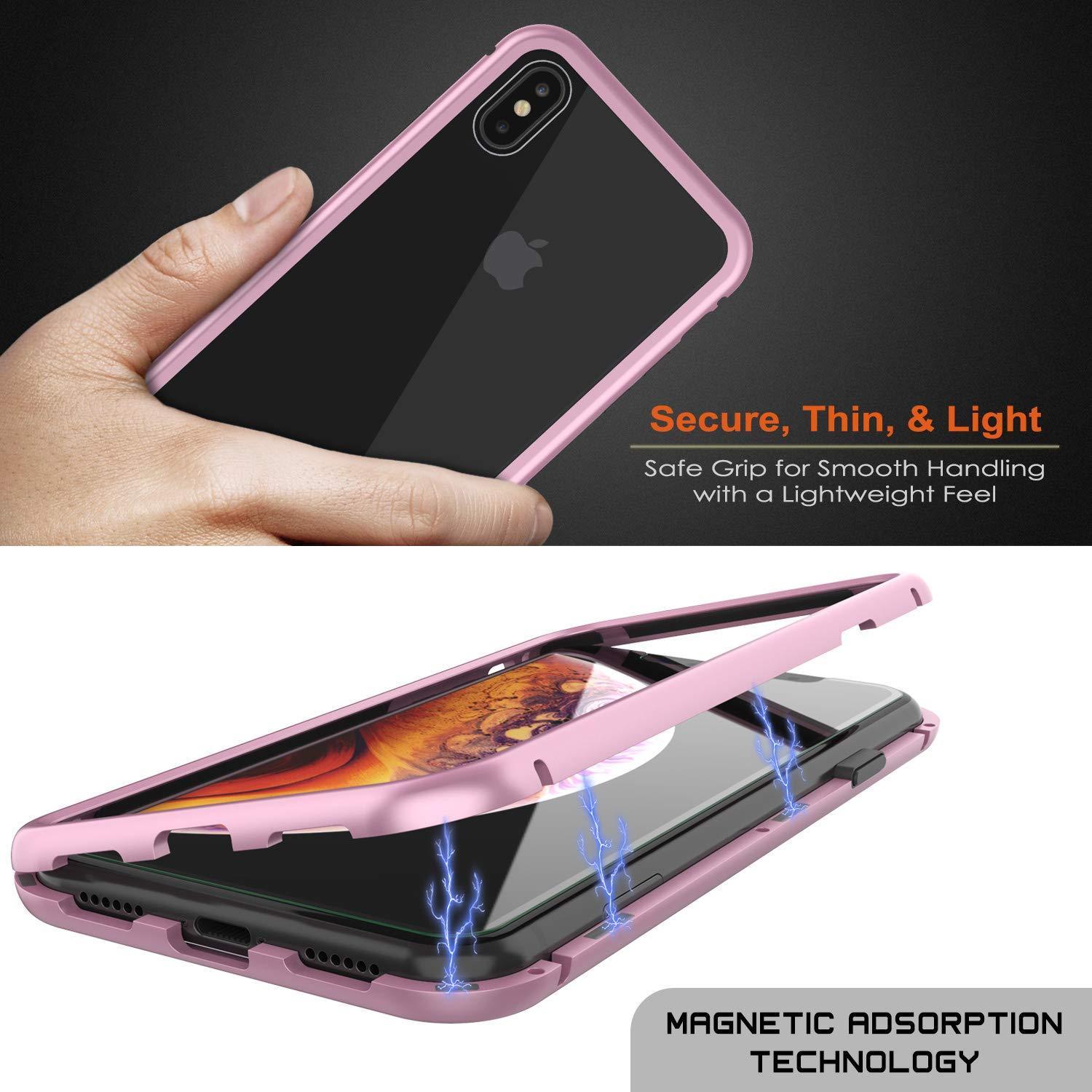 Capinha para iPhone XS, Punkcase Magnetix 2.0 de TPU protetora, com protetor de tela de vidro temperado [Rosa]