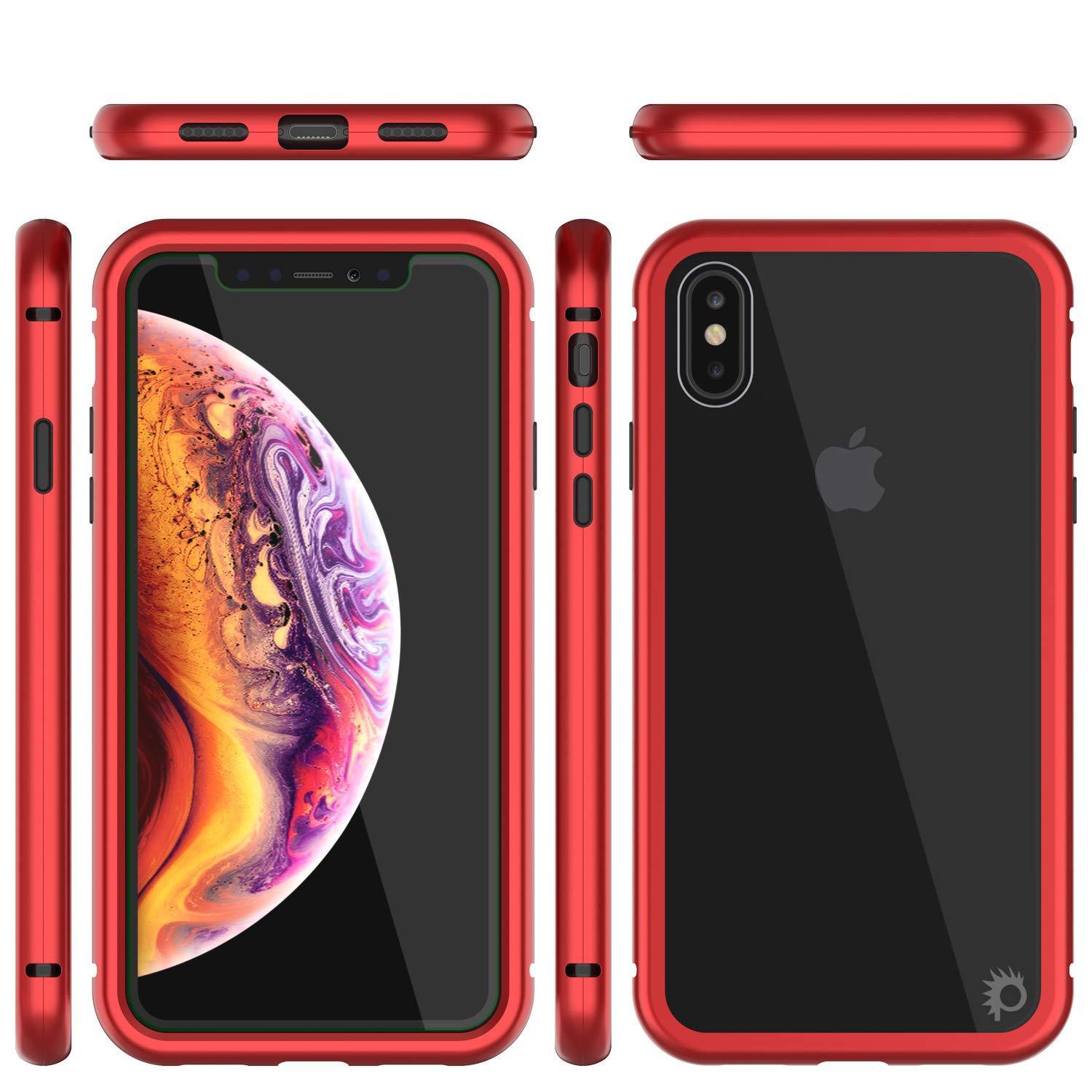 Capinha para iPhone XS, Punkcase Magnetix 2.0 de TPU protetora, com protetor de tela de vidro temperado [Vermelho]