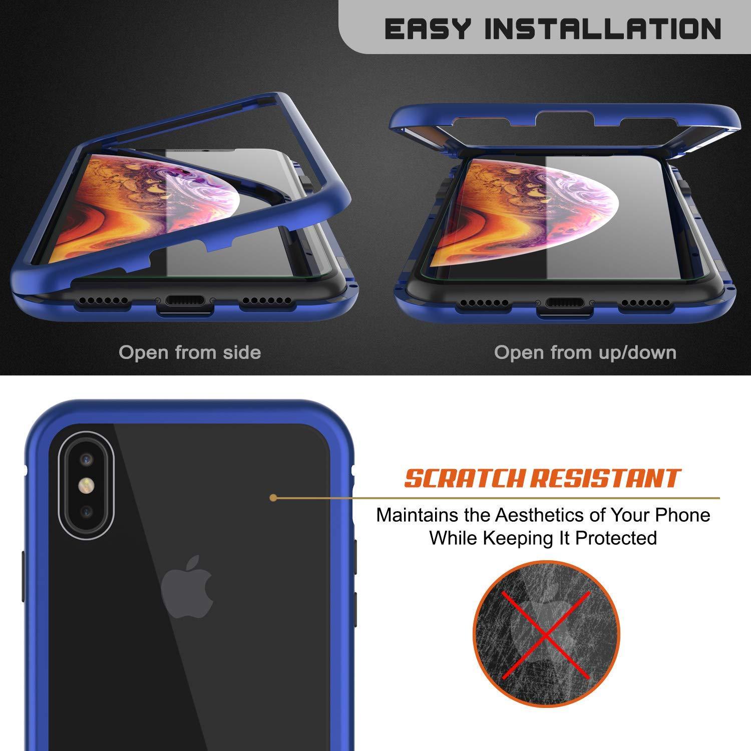 Capinha para iPhone XS Max, Punkcase Magnetix 2.0 de TPU protetora, com protetor de tela de vidro temperado [Azul]
