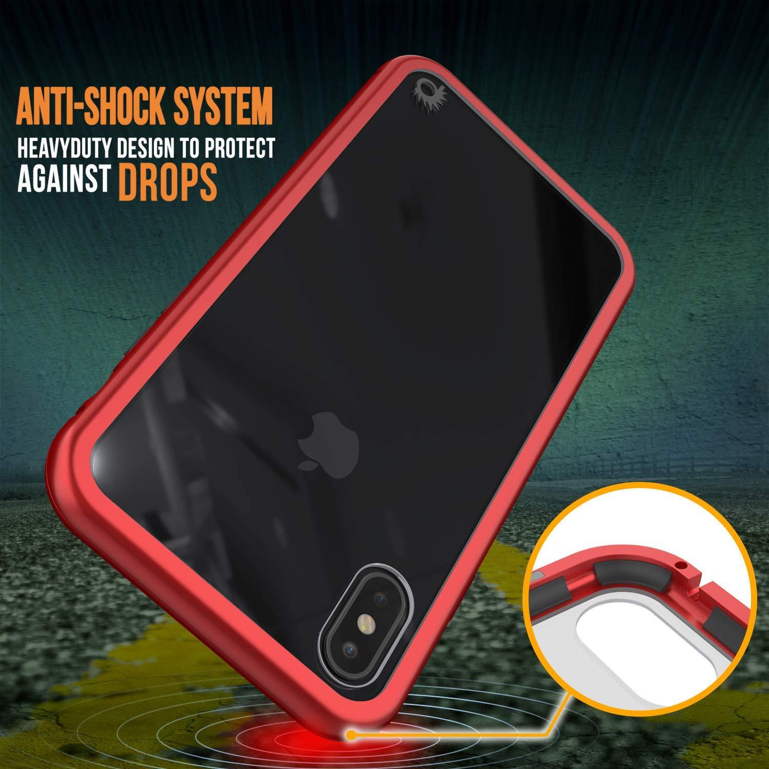 Capinha para iPhone XS, Punkcase Magnetix 2.0 de TPU protetora, com protetor de tela de vidro temperado [Vermelho]