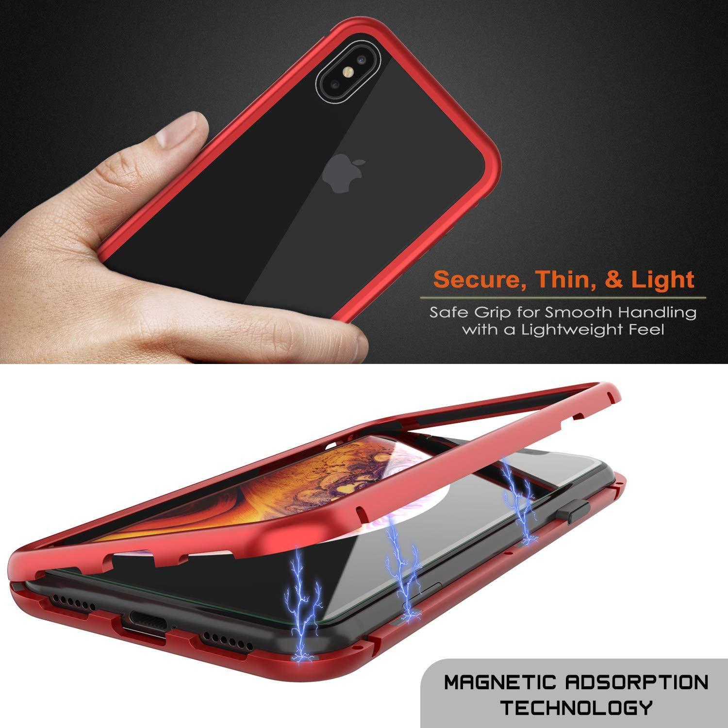 Capinha para iPhone XS, Punkcase Magnetix 2.0 de TPU protetora, com protetor de tela de vidro temperado [Vermelho]