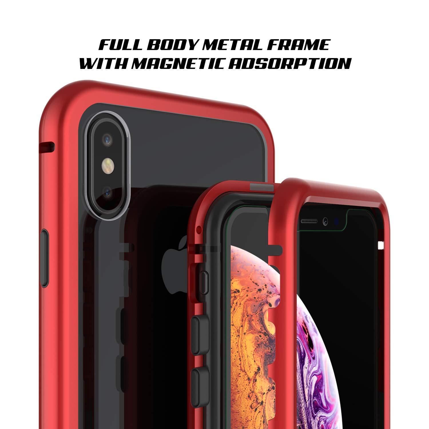 Capinha para iPhone XS, Punkcase Magnetix 2.0 de TPU protetora, com protetor de tela de vidro temperado [Vermelho]