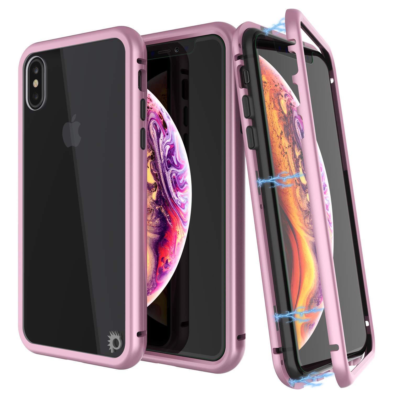 Capinha para iPhone XS, Punkcase Magnetix 2.0 de TPU protetora, com protetor de tela de vidro temperado [Rosa]