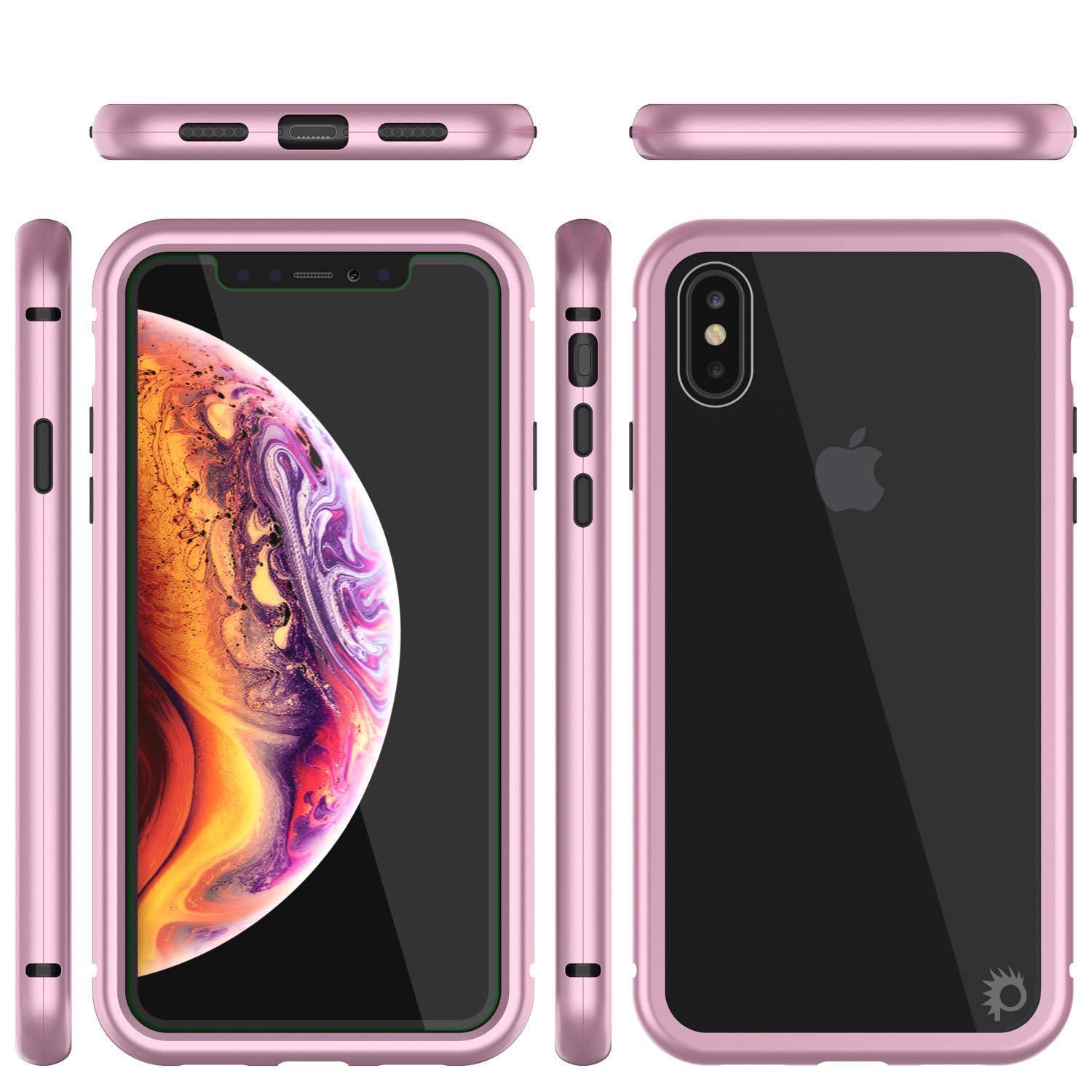 Capinha para iPhone XS, Punkcase Magnetix 2.0 de TPU protetora, com protetor de tela de vidro temperado [Rosa]