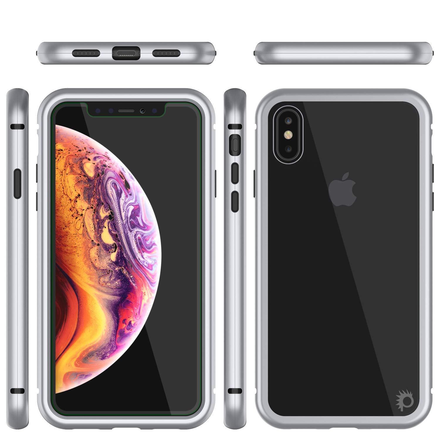 Capinha para iPhone XS, Punkcase Magnetix 2.0 de TPU protetora, com protetor de tela de vidro temperado [Prata]