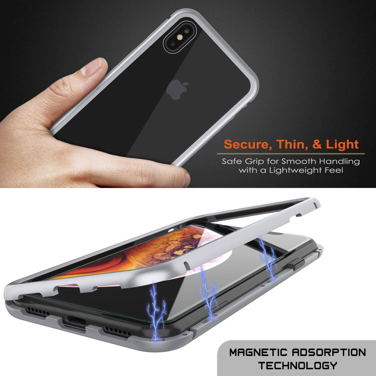 Capinha para iPhone XS, Punkcase Magnetix 2.0 de TPU protetora, com protetor de tela de vidro temperado [Prata]