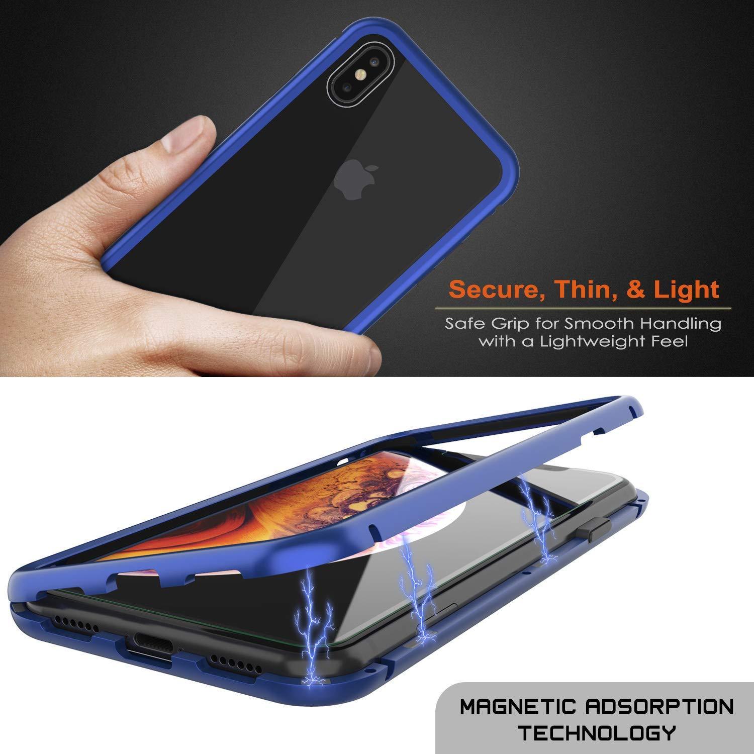 Capinha para iPhone XS Max, Punkcase Magnetix 2.0 de TPU protetora, com protetor de tela de vidro temperado [Azul]