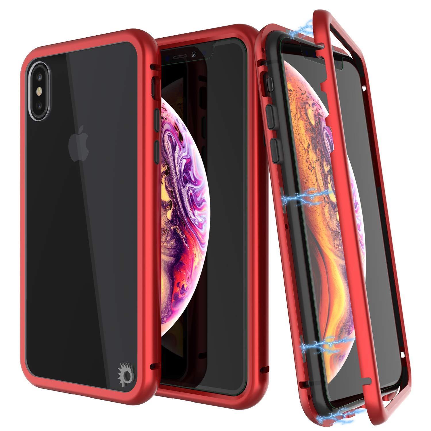 Capinha para iPhone XS, Punkcase Magnetix 2.0 de TPU protetora, com protetor de tela de vidro temperado [Vermelho]