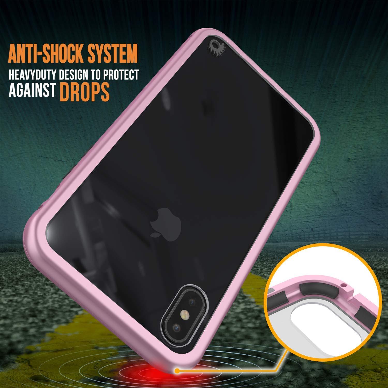 Capinha para iPhone XS, Punkcase Magnetix 2.0 de TPU protetora, com protetor de tela de vidro temperado [Rosa]