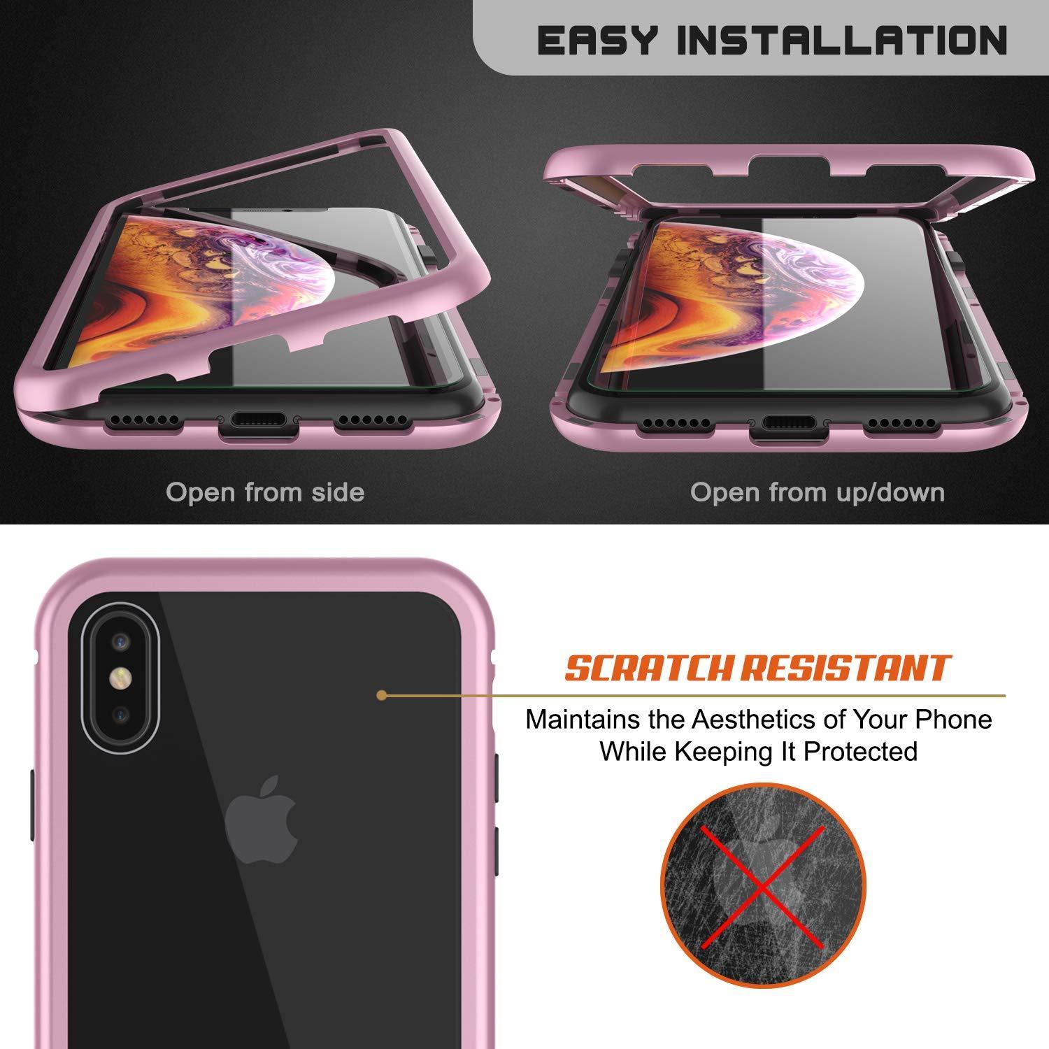 Capinha para iPhone XS, Punkcase Magnetix 2.0 de TPU protetora, com protetor de tela de vidro temperado [Rosa]