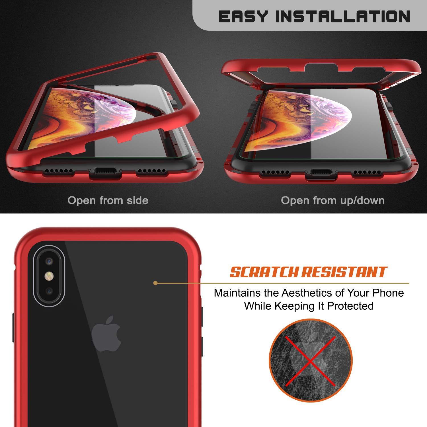 Capinha para iPhone XS, Punkcase Magnetix 2.0 de TPU protetora, com protetor de tela de vidro temperado [Vermelho]