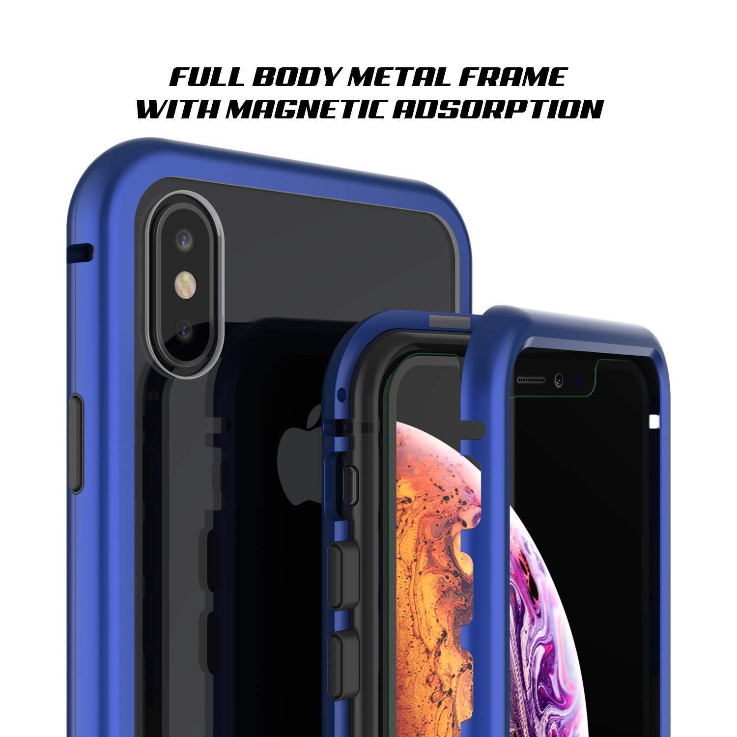 Capinha para iPhone XS, Punkcase Magnetix 2.0 de TPU protetora, com protetor de tela de vidro temperado [Azul]