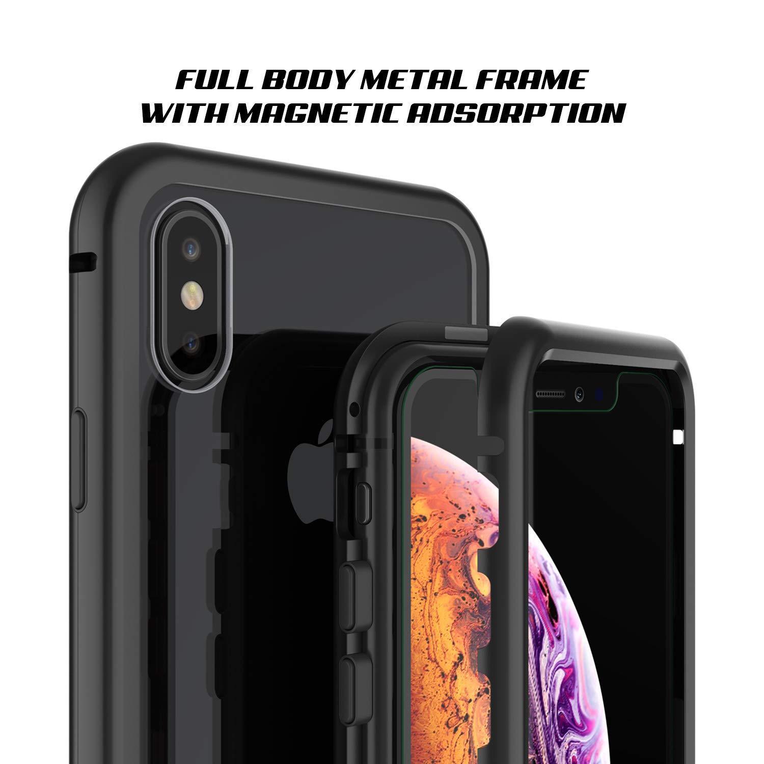 Capinha para iPhone XS, Punkcase Magnetix 2.0 de TPU protetora, com protetor de tela de vidro temperado [Preto]