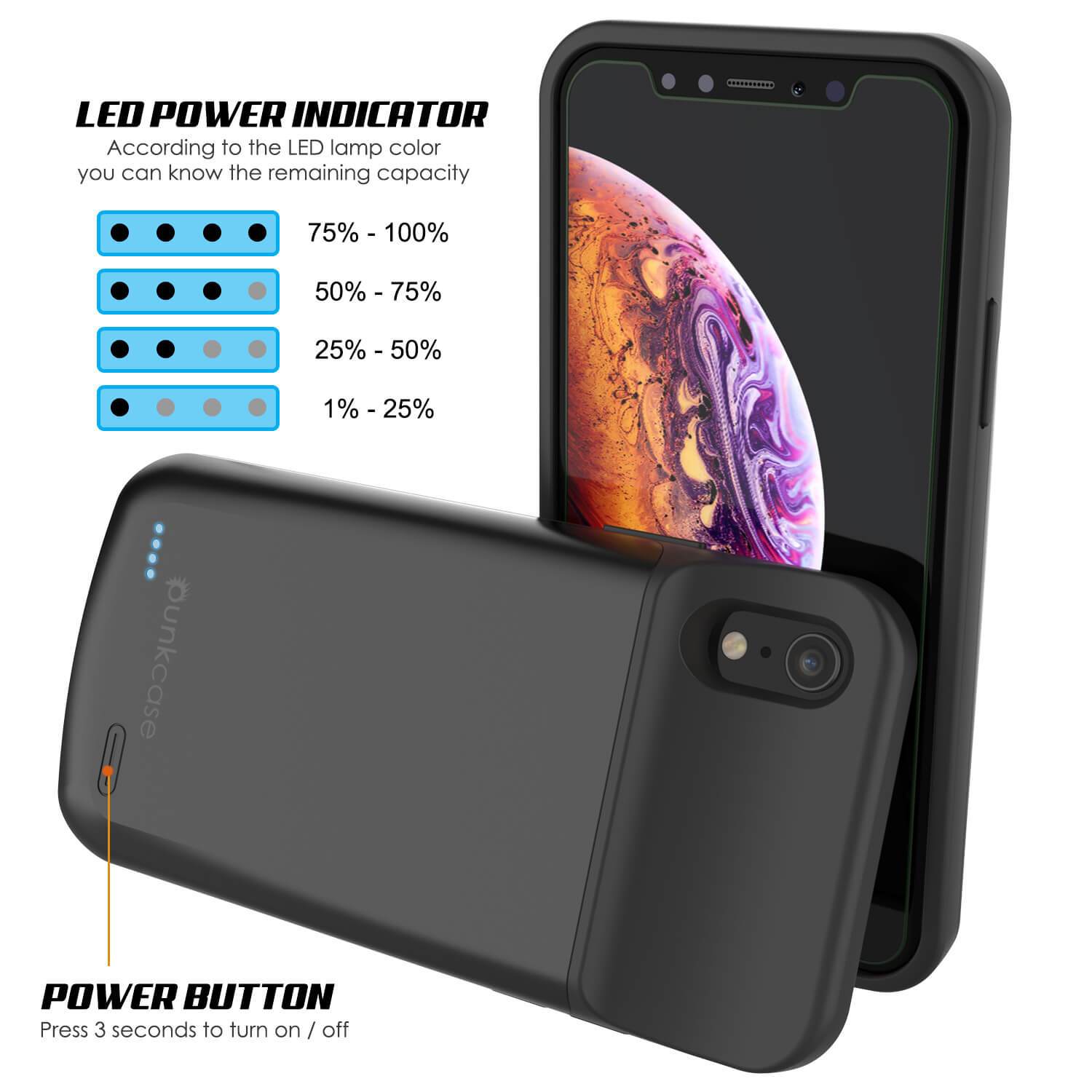 Capa de Bateria para iPhone 11 Pro Max, PunkJuice 5000mAH Carregador Rápido Power Bank com Protetor de Tela | [Preto]
