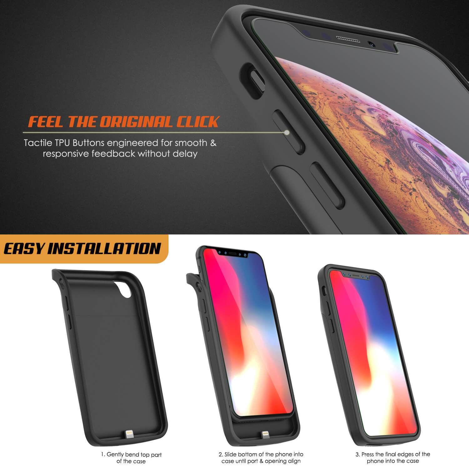 Capa de Bateria para iPhone 11 Pro Max, PunkJuice 5000mAH Carregador Rápido Power Bank com Protetor de Tela | [Preto]