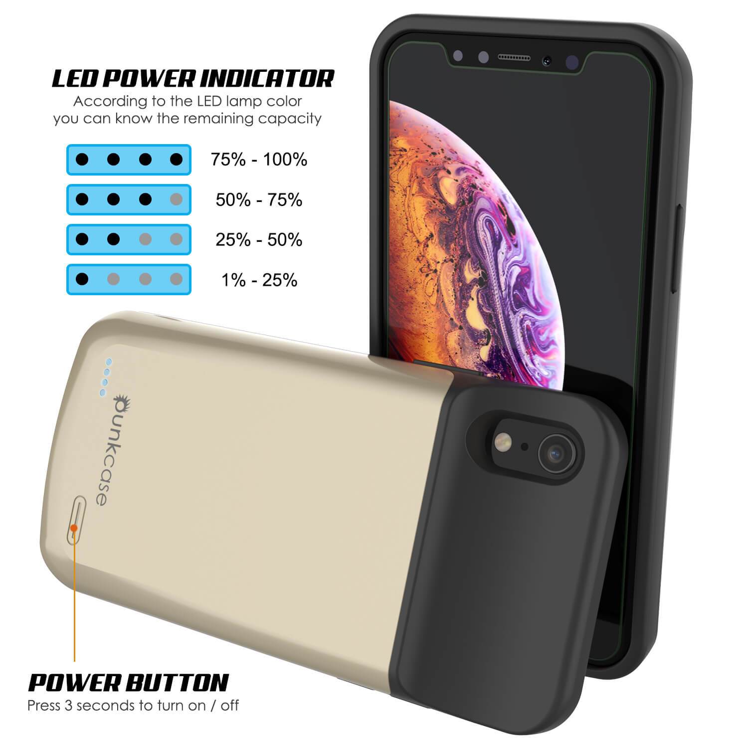 Capa de bateria para iPhone 11 Pro, PunkJuice 5000mAH Power Bank de carregamento rápido com protetor de tela | [Dourado]