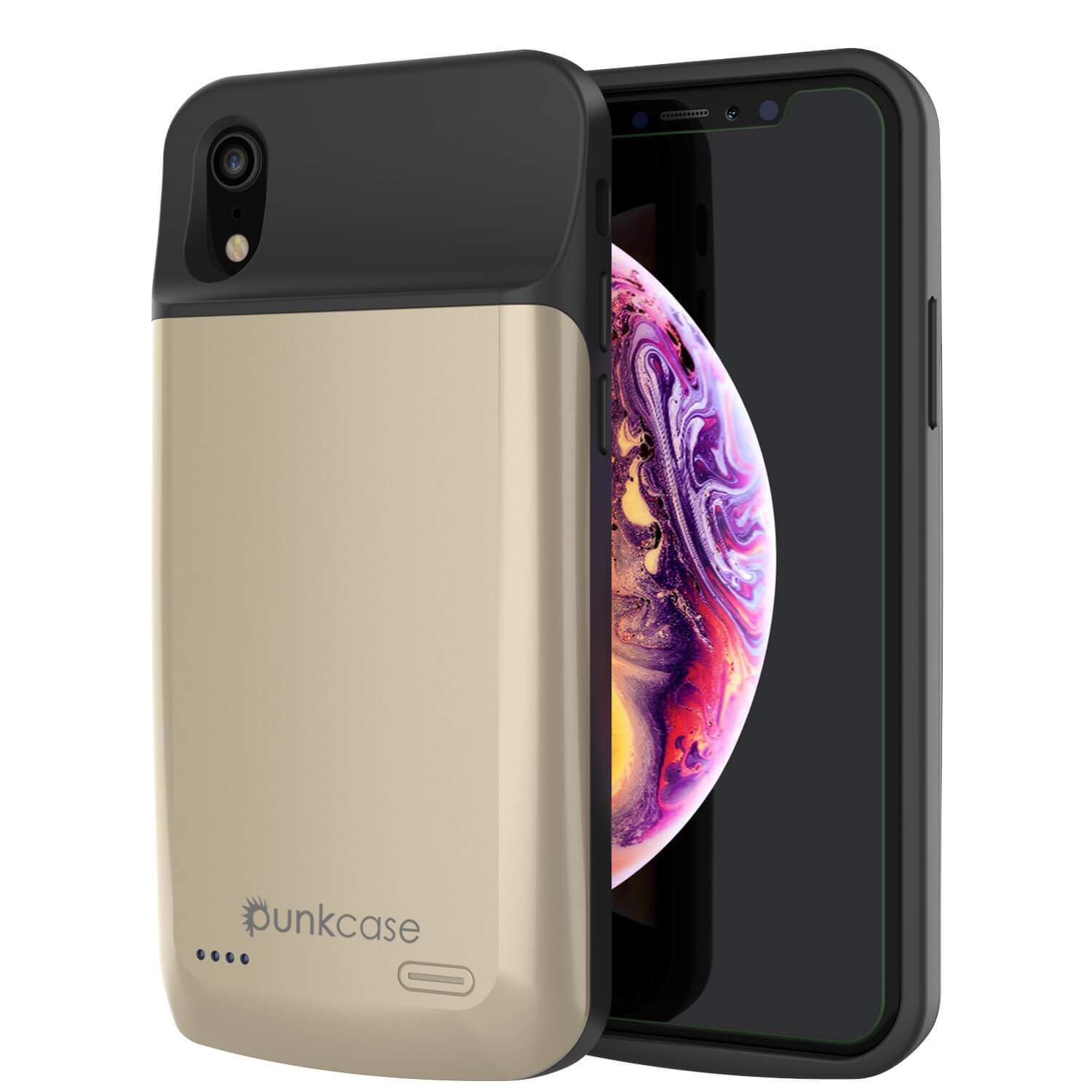 Capa de bateria iPhone 11 Pro Max, PunkJuice 5000mAH Power Bank de carregamento rápido com Protetor de Tela | [Ouro]