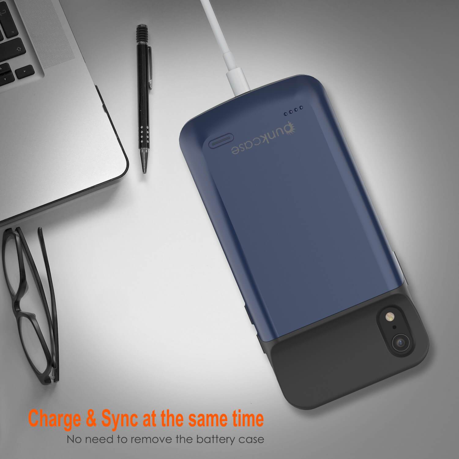 Capa de bateria para iPhone 11, PunkJuice 5000mAh Power Bank de carregamento rápido com Protetor de Tela | [Azul]