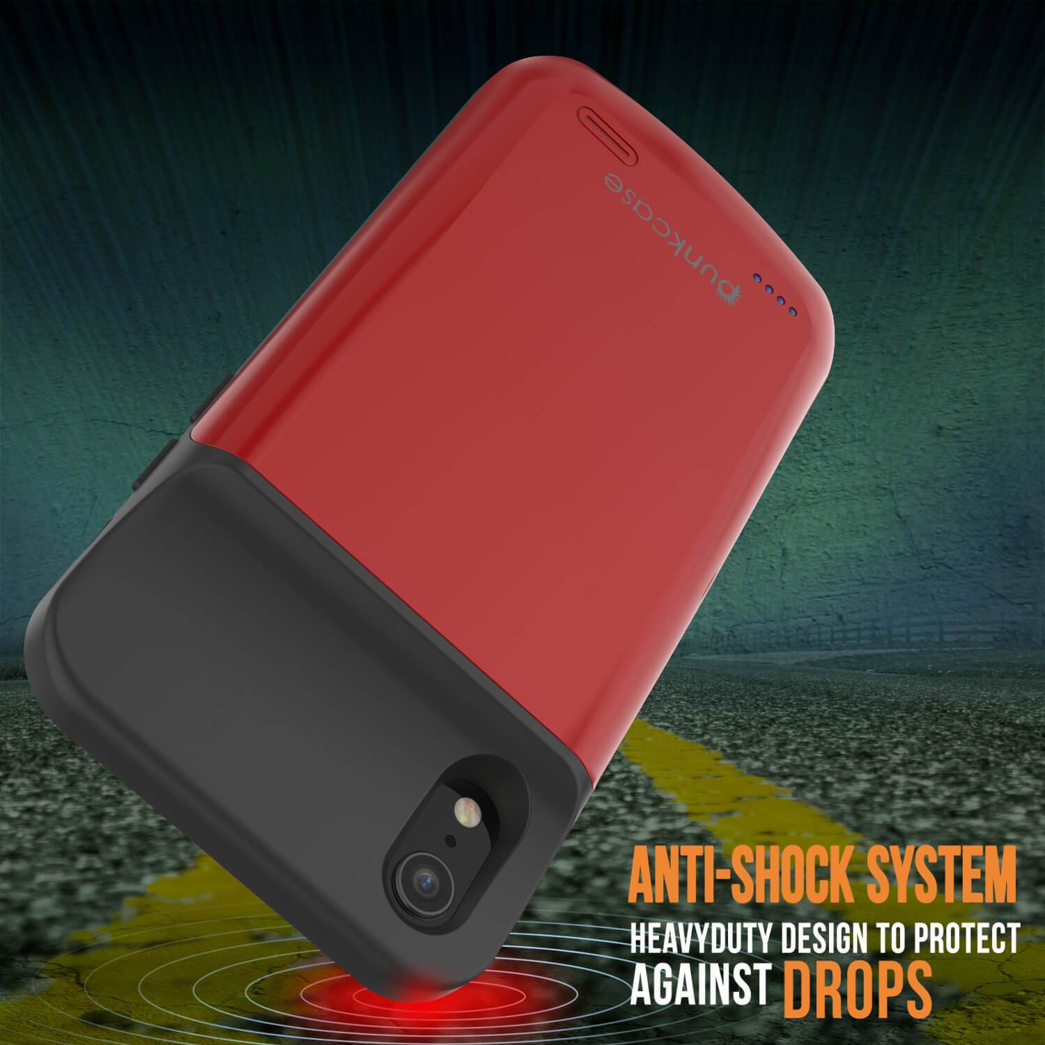 Capa de bateria iPhone 11 Pro Max, PunkJuice 5000mAH Carregador rápido Power Bank c/ Protetor de tela | [Vermelho]