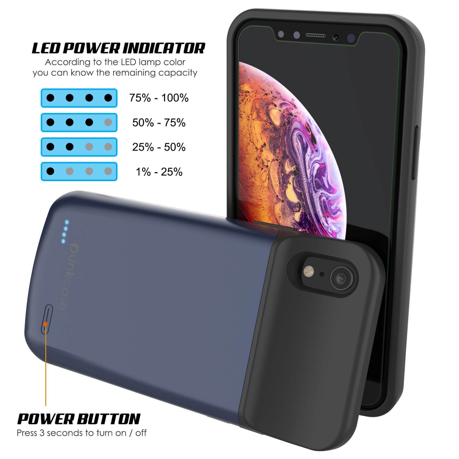Capa de bateria iPhone 11 Pro, PunkJuice 5000mAH Power Bank de carga rápida com Protetor de tela | [Azul]