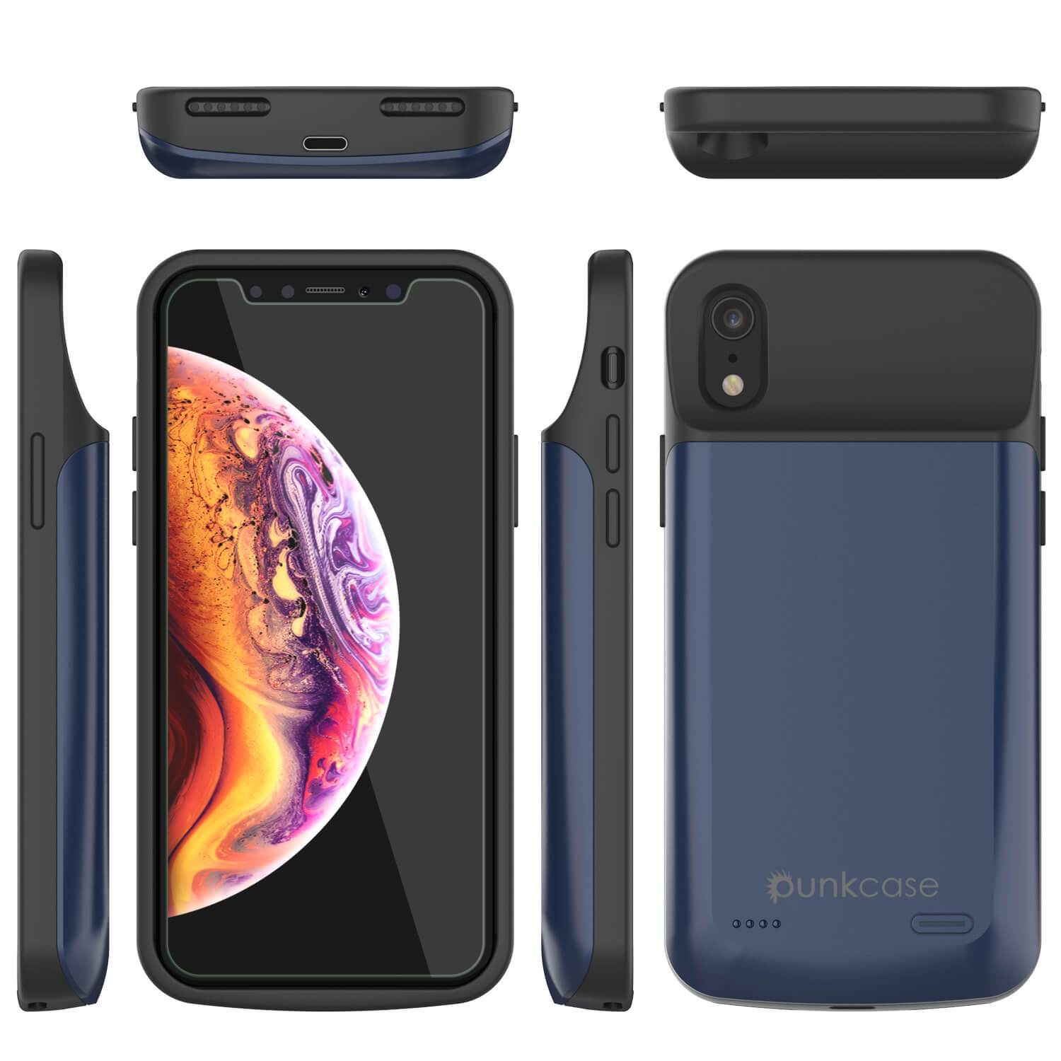 Capa de bateria iPhone 11 Pro, PunkJuice 5000mAH Power Bank de carga rápida com Protetor de tela | [Azul]