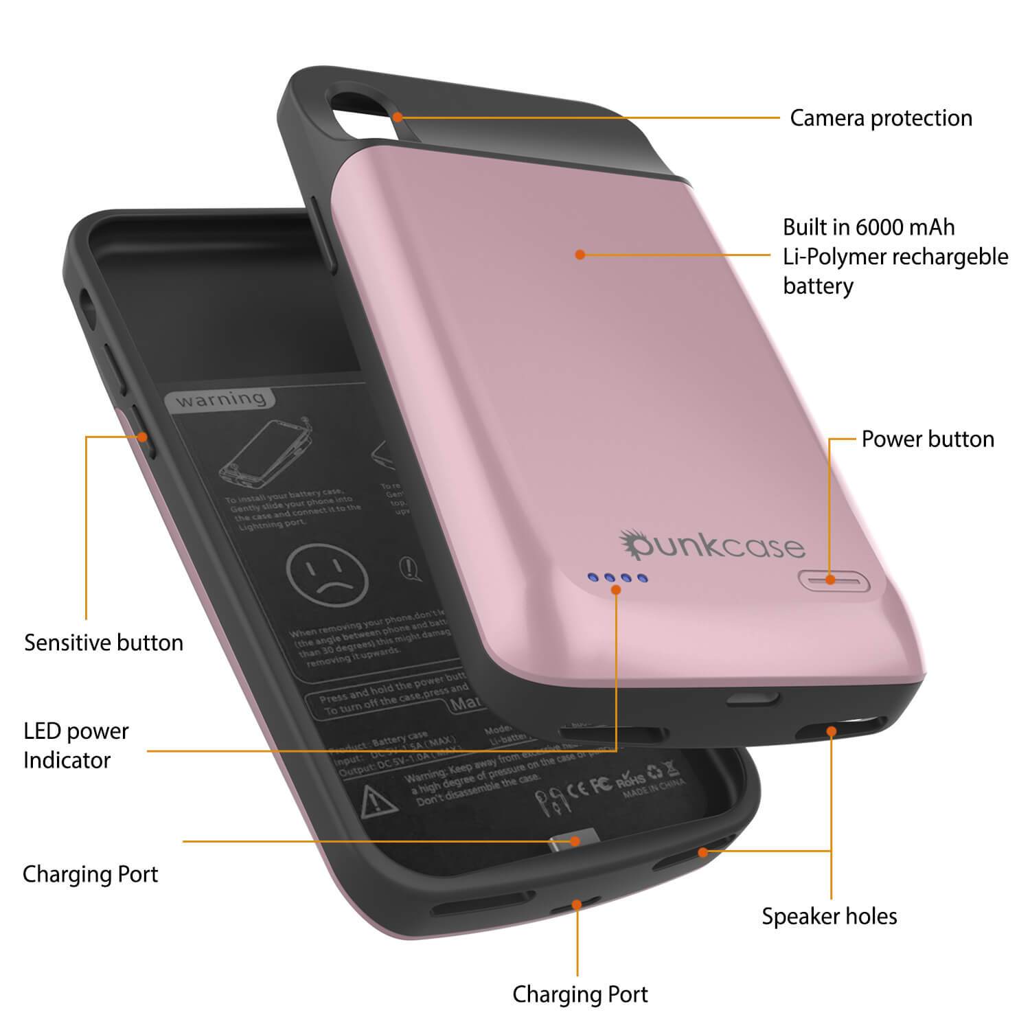 Capa de bateria iPhone 11 Pro Max, PunkJuice 5000mAH Power Bank de carregamento rápido com protetor de tela | [Ouro rosa]